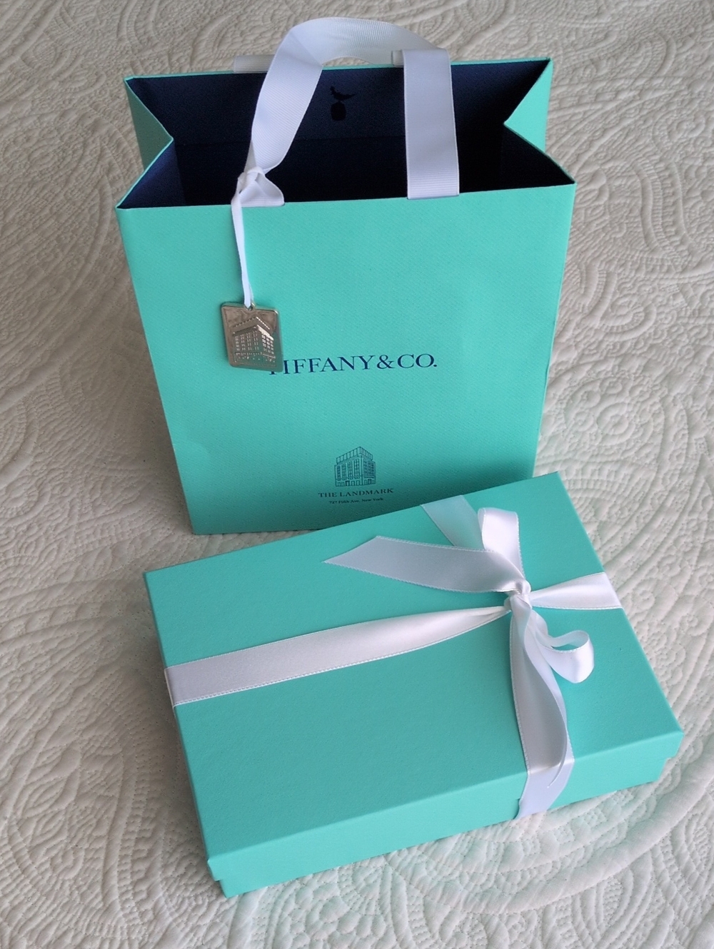 Tiffany & Co Authentic Box + Shopping Bag + Charm
